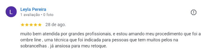 Avaliação 5 estrelas de Mirellasilvabarbosa Silva no Google